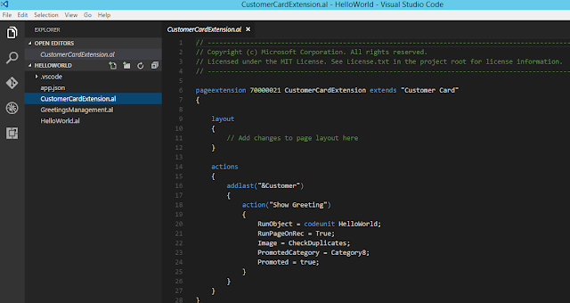 Visual Studio Code and AL language